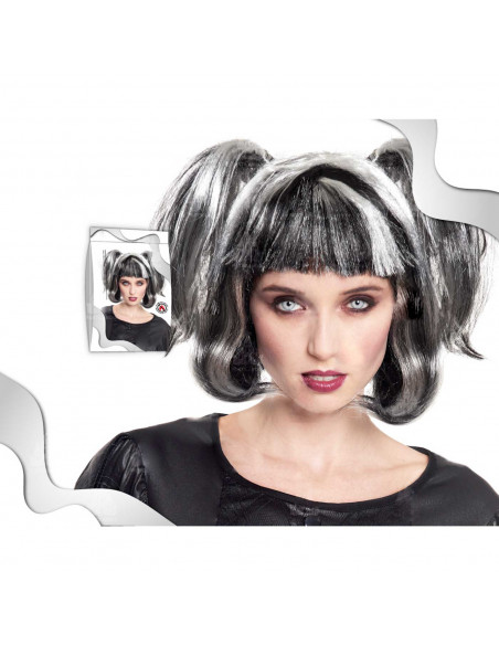 Tradineur - Peluca corta de bruja con coletas - Fabricado en Fibra sintética - Complementos de disfraces para carnaval, hallowee Tradineur - Peluca corta de bruja con coletas - Fabricado en Fibra sintética - Complementos de disfraces para carnaval, hallowee