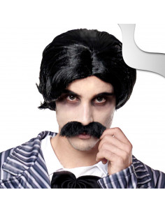 Tradineur - Peluca y bigote de abogado - Fabricado en fibra sintética - Complementos de disfraces para carnaval, halloween u otr