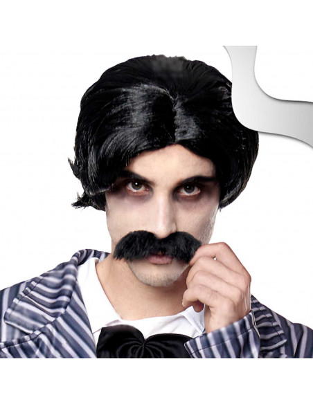 Tradineur - Peluca y bigote de abogado - Fabricado en fibra sintética - Complementos de disfraces para carnaval, halloween u otr Tradineur - Peluca y bigote de abogado - Fabricado en fibra sintética - Complementos de disfraces para carnaval, halloween u otr