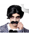 Tradineur - Peluca y bigote de abogado - Fabricado en fibra sintética - Complementos de disfraces para carnaval, halloween u otr