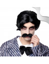 Tradineur - Peluca y bigote de abogado - Fabricado en fibra sintética - Complementos de disfraces para carnaval, halloween u otr