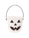 Tradineur - Cubo con asa para halloween - Fabricado en plástico - Diseño de calabaza - Halloween, cubo, recipiente para dulces,