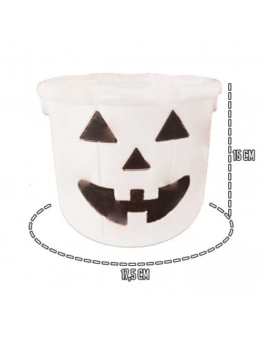 Tradineur - Cubo con asa para halloween - Fabricado en plástico - Diseño de calabaza - Halloween, cubo, recipiente para dulces,