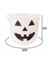 Tradineur - Cubo con asa para halloween - Fabricado en plástico - Diseño de calabaza - Halloween, cubo, recipiente para dulces,
