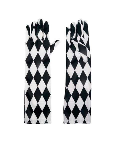 Tradineur - Guantes largos con diseño de rombos- Fabricación 100% poliéster - Complementos de disfraz, carnaval, halloween, cosp Tradineur - Guantes largos con diseño de rombos- Fabricación 100% poliéster - Complementos de disfraz, carnaval, halloween, cosp