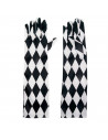 Tradineur - Guantes largos con diseño de rombos- Fabricación 100% poliéster - Complementos de disfraz, carnaval, halloween, cosp