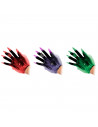 Tradineur - Guantes cortos de demonio con uñas- Fabricación 100% poliéster - Complementos de disfraz, carnaval, halloween, cospl
