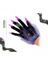 Tradineur - Guantes cortos de demonio con uñas- Fabricación 100% poliéster - Complementos de disfraz, carnaval, halloween, cospl
