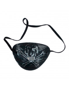 Tradineur - Parche pirata de plástico con calavera - Accesorio para disfraz de corsario, carnaval, halloween, fiestas, cosplay,