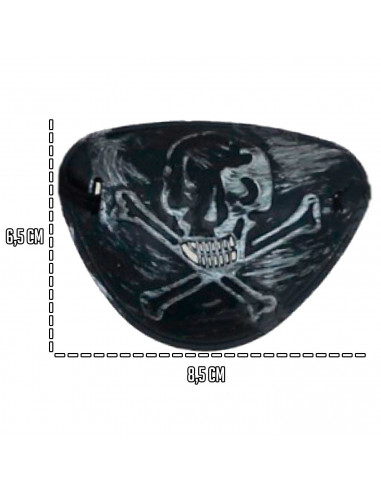 Tradineur - Parche pirata de plástico con calavera - Accesorio para disfraz de corsario, carnaval, halloween, fiestas, cosplay,