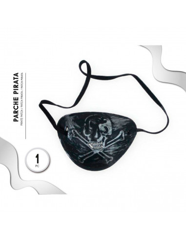 Tradineur - Parche pirata de plástico con calavera - Accesorio para disfraz de corsario, carnaval, halloween, fiestas, cosplay,