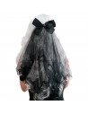 Tradineur - Velo con pinzas y pajarita - Fabricado en plástico - Accesorio para disfraces de Halloween, carnaval, celebraciones.