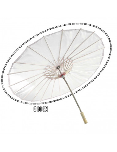 Tradineur - Sombrilla china lisa - Fabricado en poliéster - Accesorio para disfraces de Halloween, carnaval - Ø 80 x 52 cm - Col
