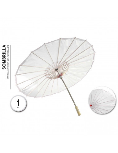 Tradineur - Sombrilla china lisa - Fabricado en poliéster - Accesorio para disfraces de Halloween, carnaval - Ø 80 x 52 cm - Col