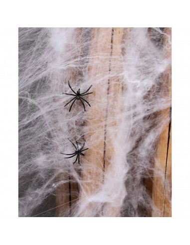 Tradineur - Telaraña decorativa 20g para halloween - Fabricado en poliéster - Adorno para decoración - Color blanco