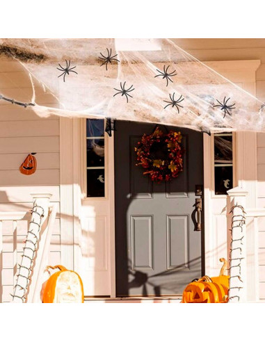 Tradineur - Telaraña decorativa 20g para halloween - Fabricado en poliéster - Adorno para decoración - Color blanco