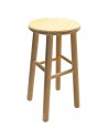 Tradineur - Banqueta redonda, taburete redondo de madera natural con reposapiés, 47 x 25,5 x 25,5 cm