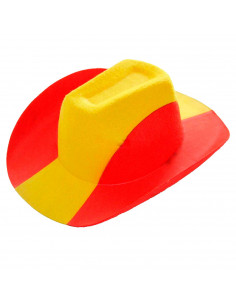 Tradineur - Sombrero vaquero - Diseño de bandera de España - Fabricación 100% no tejido - para jóvenes y adultos - 15 x 28 x 39