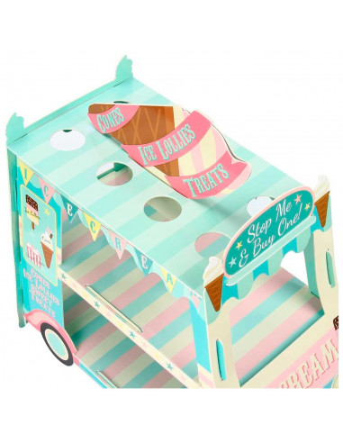 Tradineur - Soporte para pasteles, tartas - 3 alturas - Diseño de furgoneta de helado - Soporte para decoración de fiestas de bo