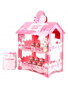 Tradineur - Soporte para pasteles, tartas - 3 niveles - Diseño de tienda de dulces - Soporte para decoración de fiestas de boda,