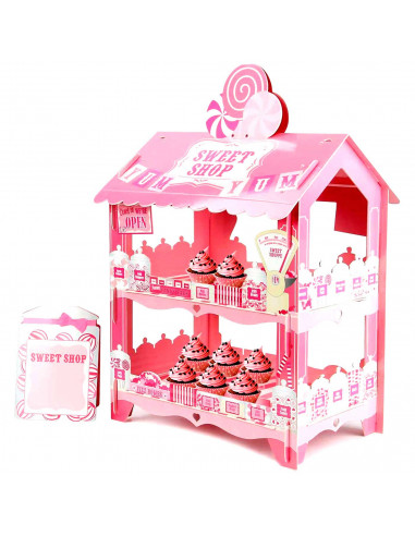 Tradineur - Soporte para pasteles, tartas - 3 niveles - Diseño de tienda de dulces - Soporte para decoración de fiestas de boda,