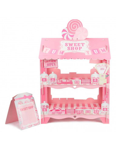 Tradineur - Soporte para pasteles, tartas - 3 niveles - Diseño de tienda de dulces - Soporte para decoración de fiestas de boda,