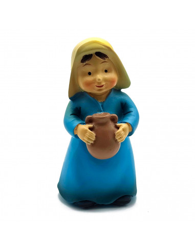Tradineur - Figura de pastora con jarra para belén - Fabricado en marmolina - figura decorativa divertida para nacimiento, navid