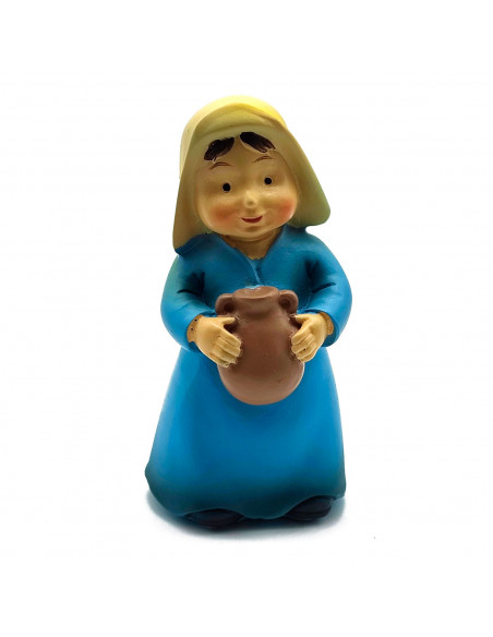 Tradineur - Figura de pastora con jarra para belén - Fabricado en marmolina - figura decorativa divertida para nacimiento, navid