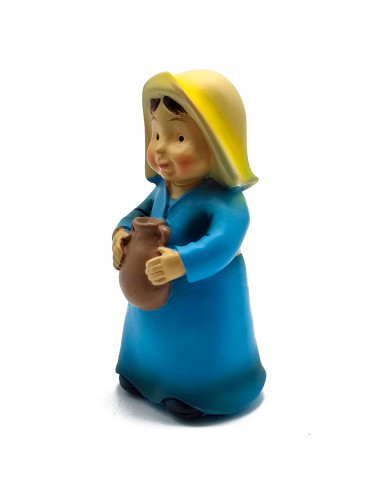 Tradineur - Figura de pastora con jarra para belén - Fabricado en marmolina - figura decorativa divertida para nacimiento, navid