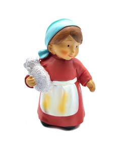 Tradineur - Figura de pastora de color rojo con cordero para belén - Fabricado en marmolina - figura decorativa divertida para n