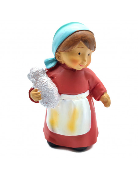 Tradineur - Figura de pastora de color rojo con cordero para belén - Fabricado en marmolina - figura decorativa divertida para n