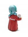 Tradineur - Figura de pastora de color rojo con cordero para belén - Fabricado en marmolina - figura decorativa divertida para n