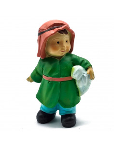 Tradineur - Figura de pastor de color verde con saco para belén - Fabricado en marmolina - Adorno divertido para nacimiento, nav