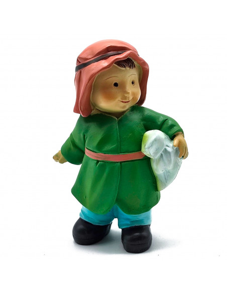 Tradineur - Figura de pastor de color verde con saco para belén - Fabricado en marmolina - Adorno divertido para nacimiento, nav Tradineur - Figura de pastor de color verde con saco para belén - Fabricado en marmolina - Adorno divertido para nacimiento, nav