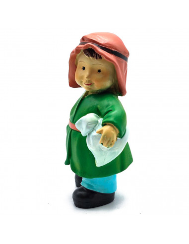 Tradineur - Figura de pastor de color verde con saco para belén - Fabricado en marmolina - Adorno divertido para nacimiento, nav