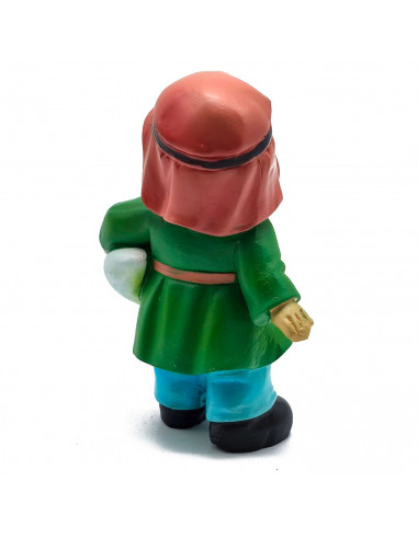 Tradineur - Figura de pastor de color verde con saco para belén - Fabricado en marmolina - Adorno divertido para nacimiento, nav
