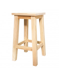 Reggo - Taburete de madera clásico, asiento cuadrado de 25,2 x 25,2 cm, banqueta con reposapiés, bar, cocina, 47 x 27 x 27 cm