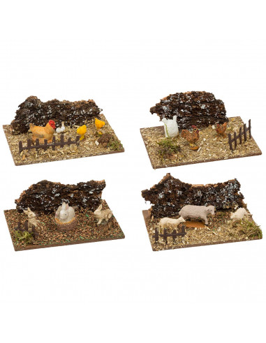 Tradineur - Figura de corralito de animales surtido para belén - Fabricado en durexina - Figura decorativa divertida para nacimi