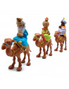 Tradineur - Set de 3 figuras de los reyes a camello para belén - Durexina - Decoración divertida para nacimiento, navidad, tradi