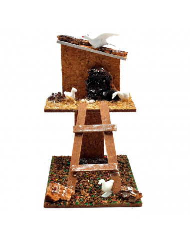 Tradineur - Figura de palomar para belén - Fabricado en corcho y plástico - Figura decorativa divertida para nacimiento, navidad