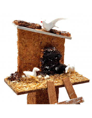 Tradineur - Figura de palomar para belén - Fabricado en corcho y plástico - Figura decorativa divertida para nacimiento, navidad