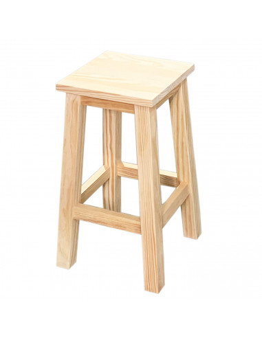 Reggo - Taburete de madera clásico, asiento cuadrado de 25,2 x 25,2 cm, banqueta con reposapiés, bar, cocina, 47 x 27 x 27 cm