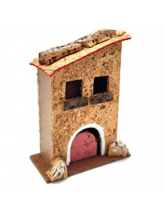 Tradineur - Figura de casita para belén - Fabricado en corcho - Edificio decorativo para nacimiento, navidad, decoración tradici
