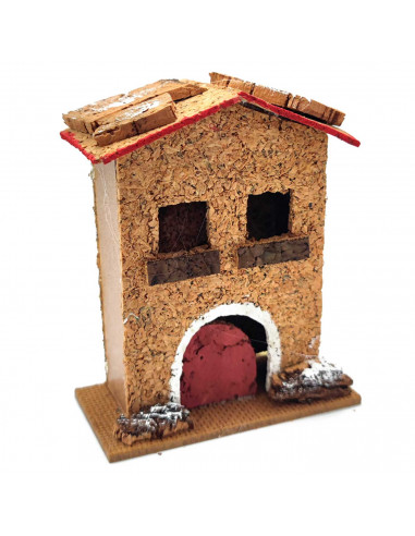 Tradineur - Figura de casita para belén - Fabricado en corcho - Edificio decorativo para nacimiento, navidad, decoración tradici