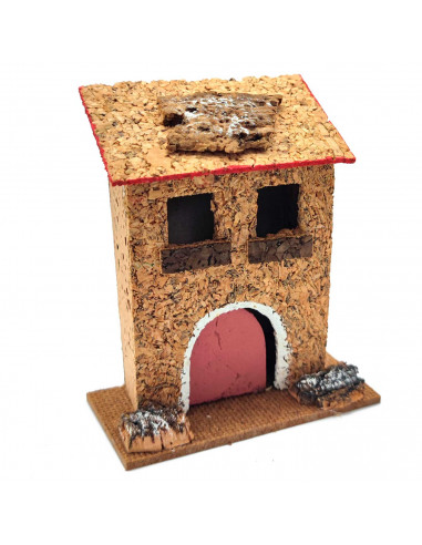 Tradineur - Figura de casita para belén - Fabricado en corcho - Edificio decorativo para nacimiento, navidad, decoración tradici