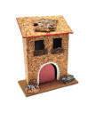 Tradineur - Figura de casita para belén - Fabricado en corcho - Edificio decorativo para nacimiento, navidad, decoración tradici