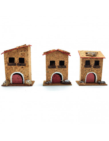 Tradineur - Figura de casita para belén - Fabricado en corcho - Edificio decorativo para nacimiento, navidad, decoración tradici