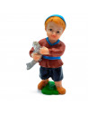Tradineur - Figura de pastor con pez para belén - Fabricado en marmolina - figura decorativa divertida para nacimiento, navidad,