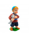 Tradineur - Figura de pastor con pez para belén - Fabricado en marmolina - figura decorativa divertida para nacimiento, navidad,
