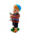 Tradineur - Figura de pastor con pez para belén - Fabricado en marmolina - figura decorativa divertida para nacimiento, navidad,